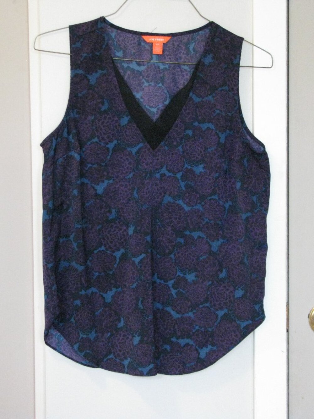 Joe Fresh V Neck Purple and Teal Foral Tank